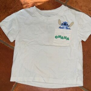 GAP Kids White Tee with Stitch and Ohana Pocket